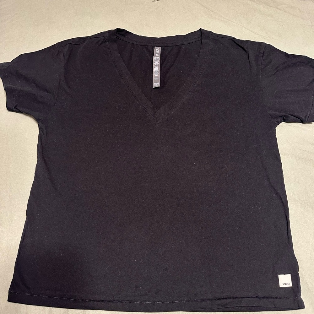 Vuori Black Cotton V-Neck Tee